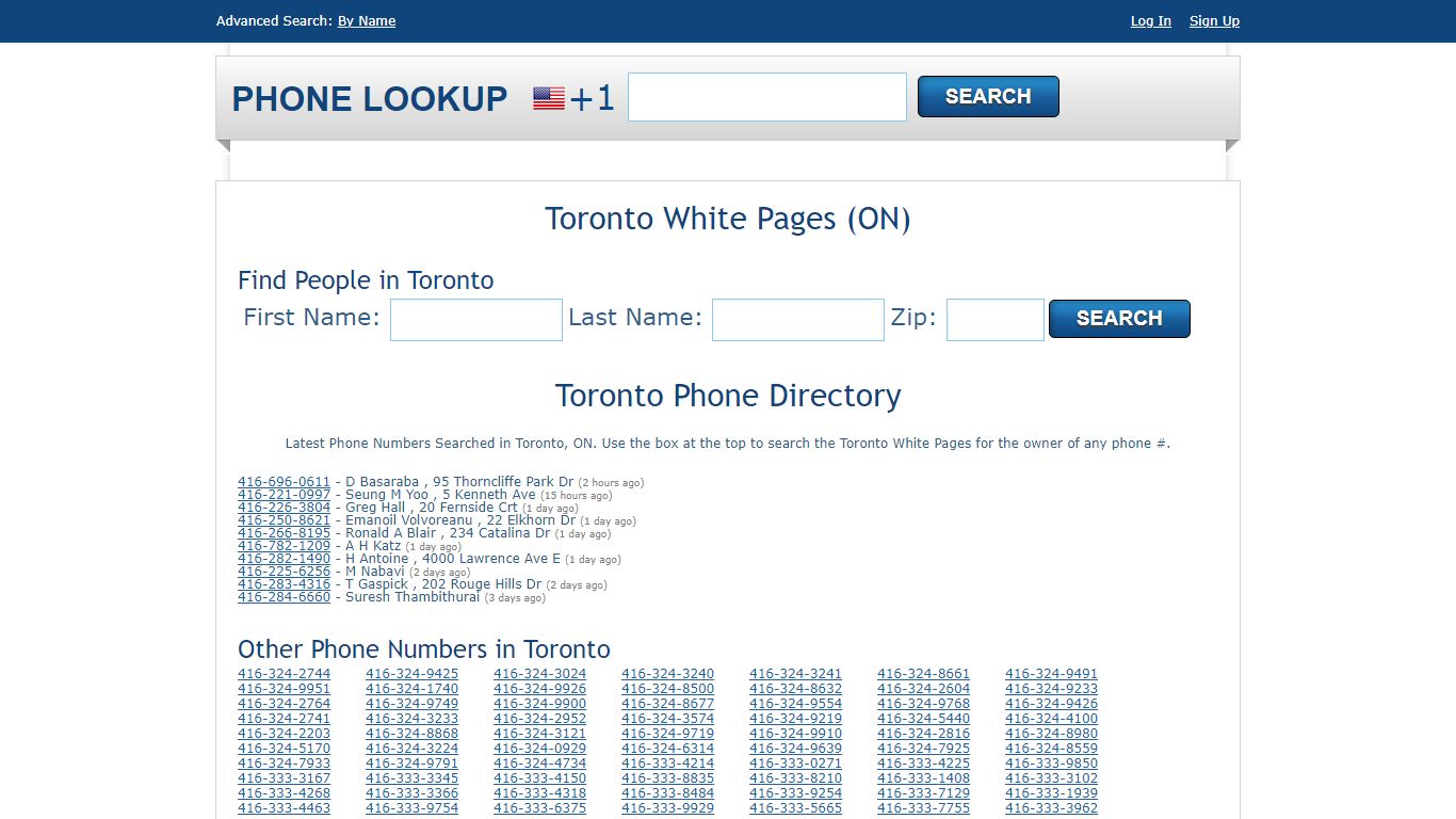 Toronto White Pages - Toronto Phone Directory Lookup